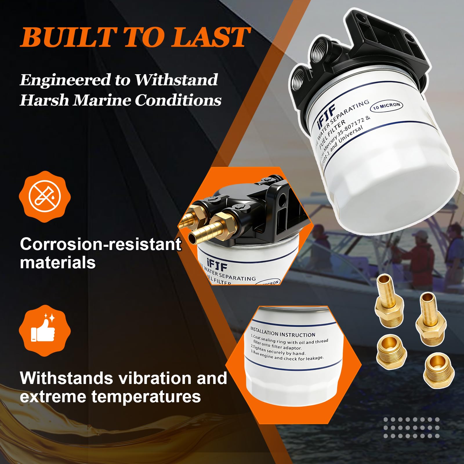 iFJF filter held in hand to illustrate size and easy handling benefit