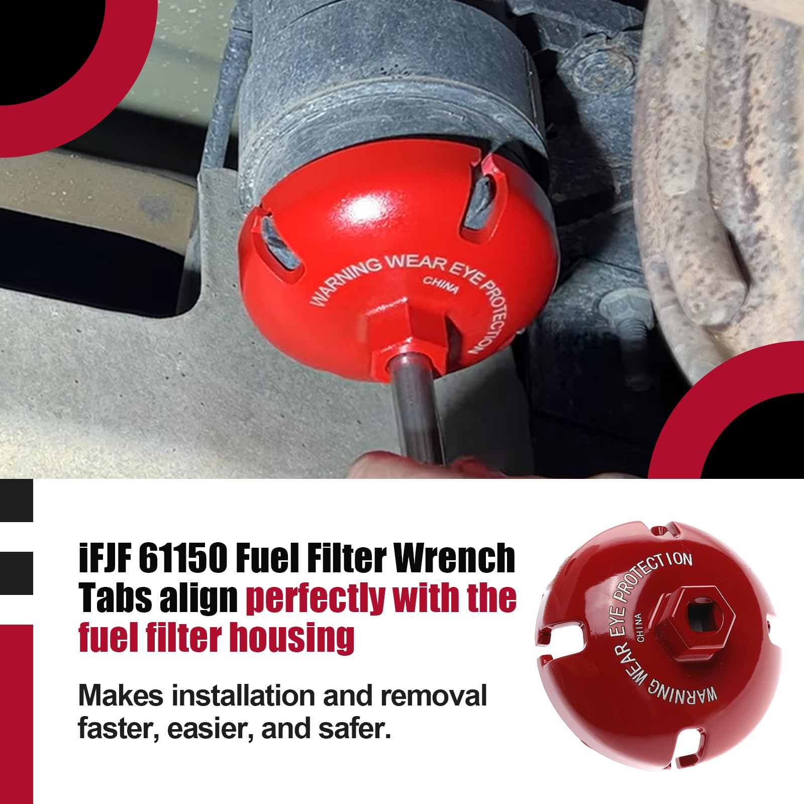 iFJF product label showing replacement part 61150 for correct fit benefit