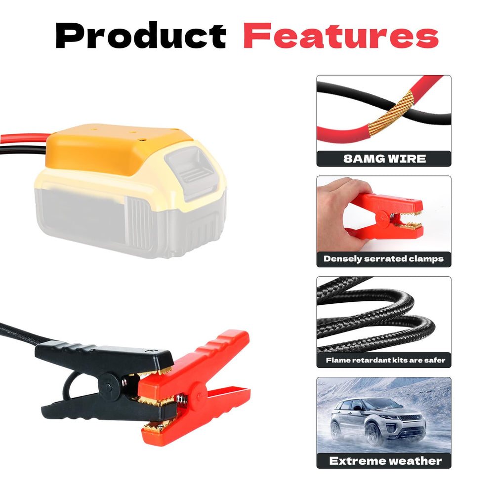 IIXWUQ red and black clamps attached to car battery, safe and secure connection