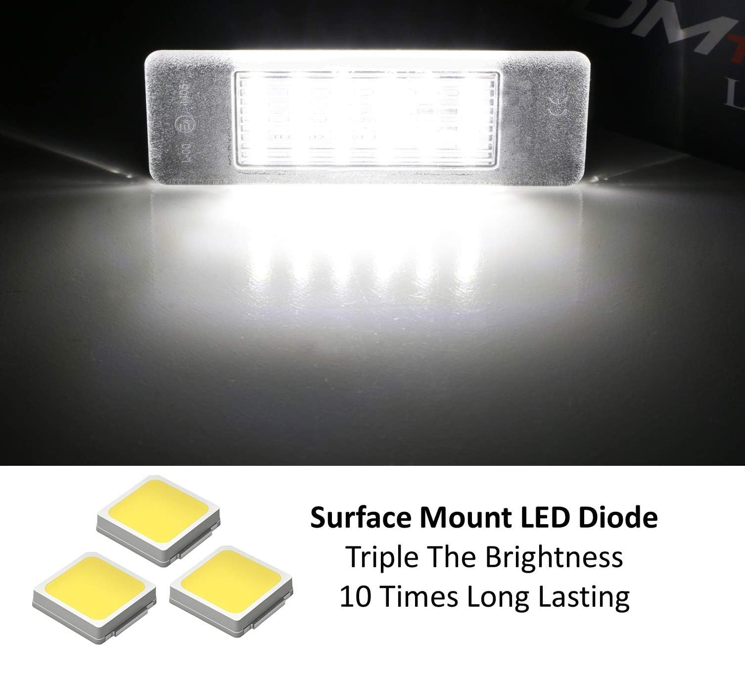 iJDMTOY close-up of xenon-white LED diodes for brighter even illumination