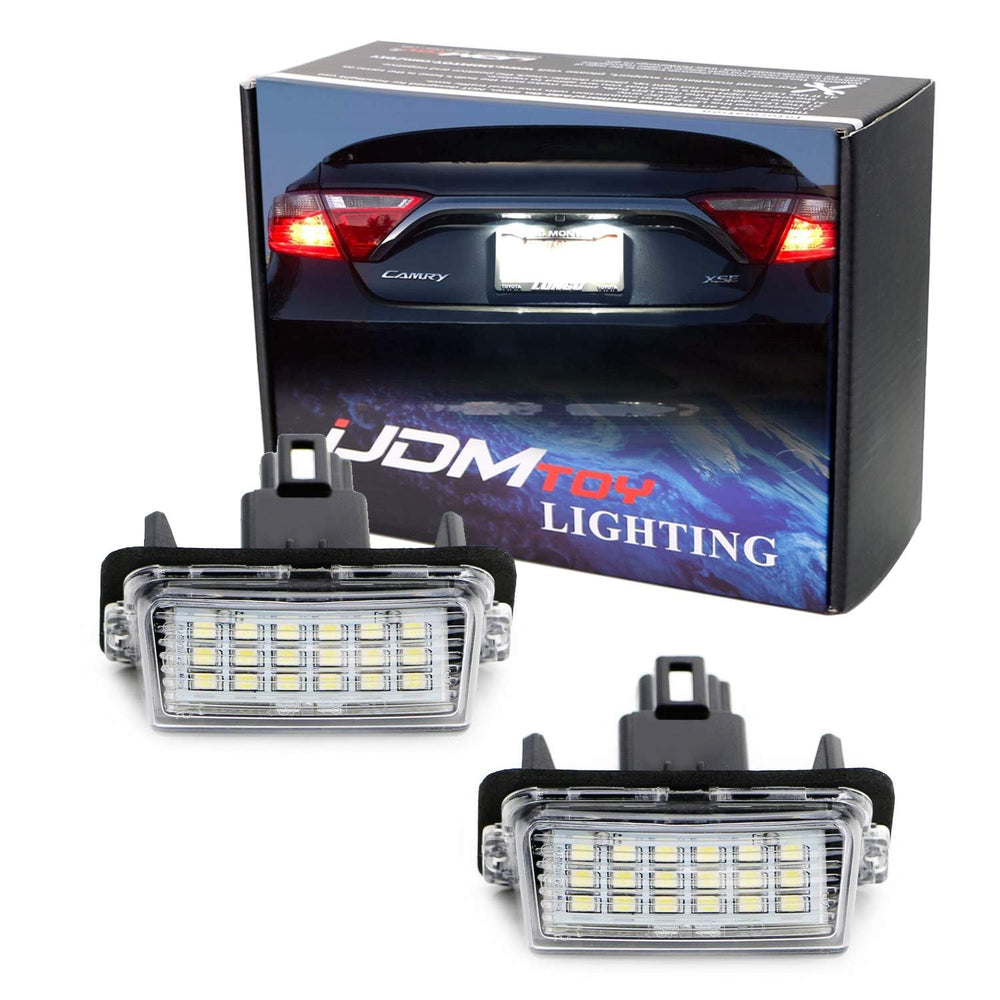 iJDMTOY front view of LED license plate light showing bright white illumination and improved visibility