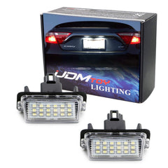 iJDMTOY front view of LED license plate light showing bright white illumination and improved visibility