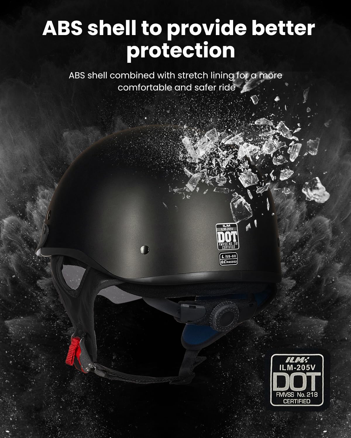 ILM sun visor close-up highlighting drop-down mechanism for quick glare reduction