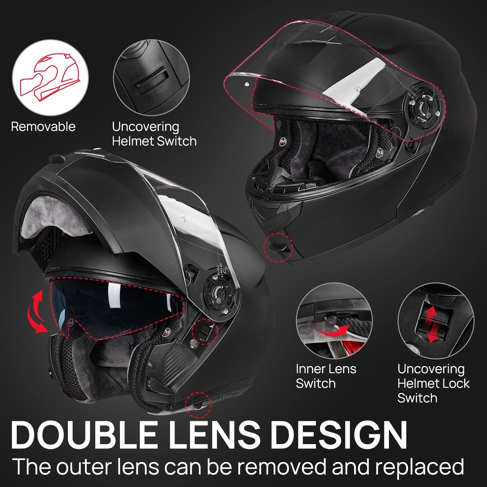 ILM dual visors lowered showing clear outer shield and sun protection benefit