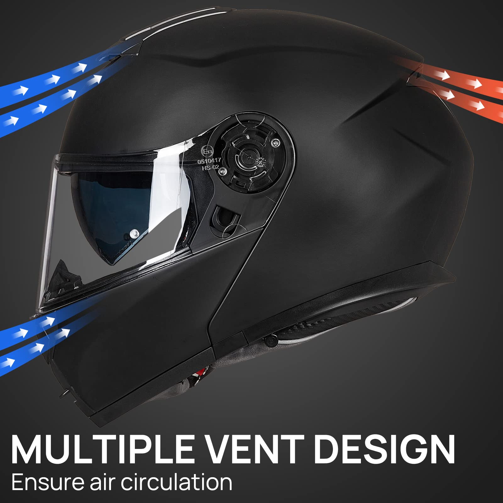 ILM side profile highlighting flip-up hinge and streamlined wind reduction benefit