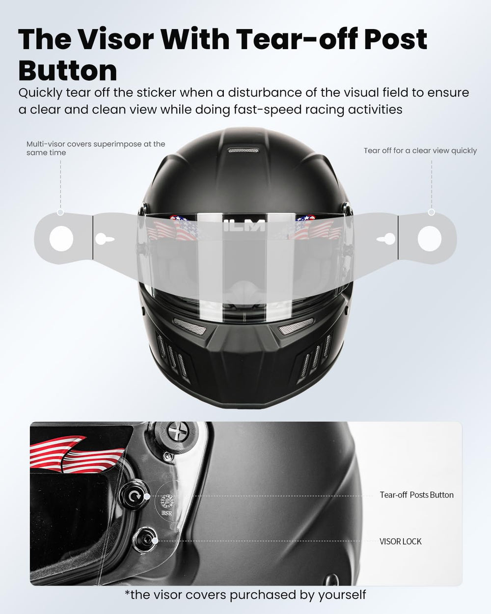 ILM back label showing Snell SA2025 certification and safety identification