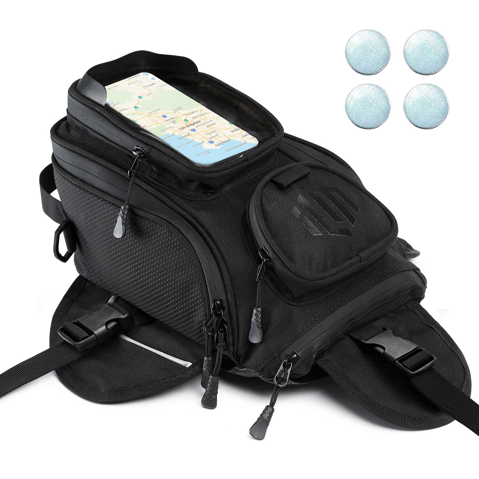 ILM tank bag worn with shoulder strap showing off-bike portability