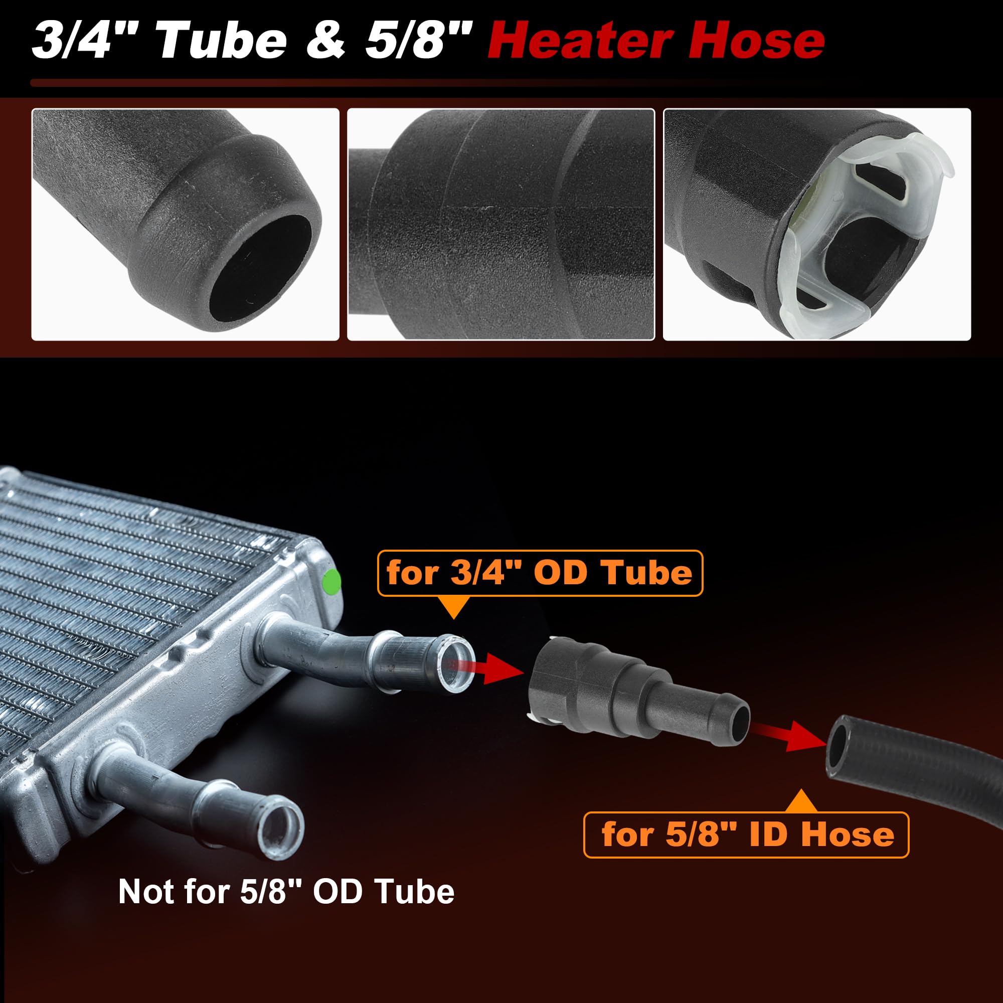 INFINAUTO connector installed on heater tube demonstrating secure connection