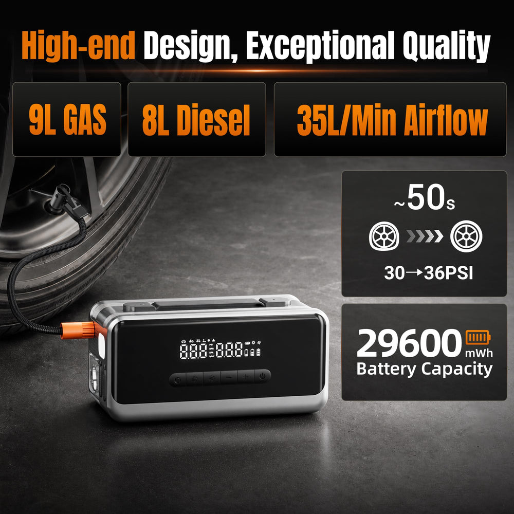 INLAAPUM inflating car tire demonstrating fast inflation and time-saving performance