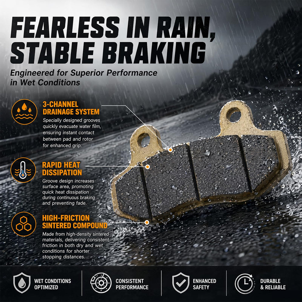 INLLWNU pads fitted in front caliper, demonstrates fitment and confident braking