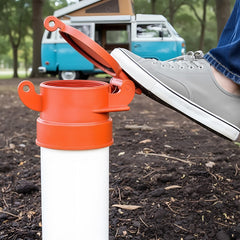 Innconee cap installed on RV outlet keeping campsite odor-free