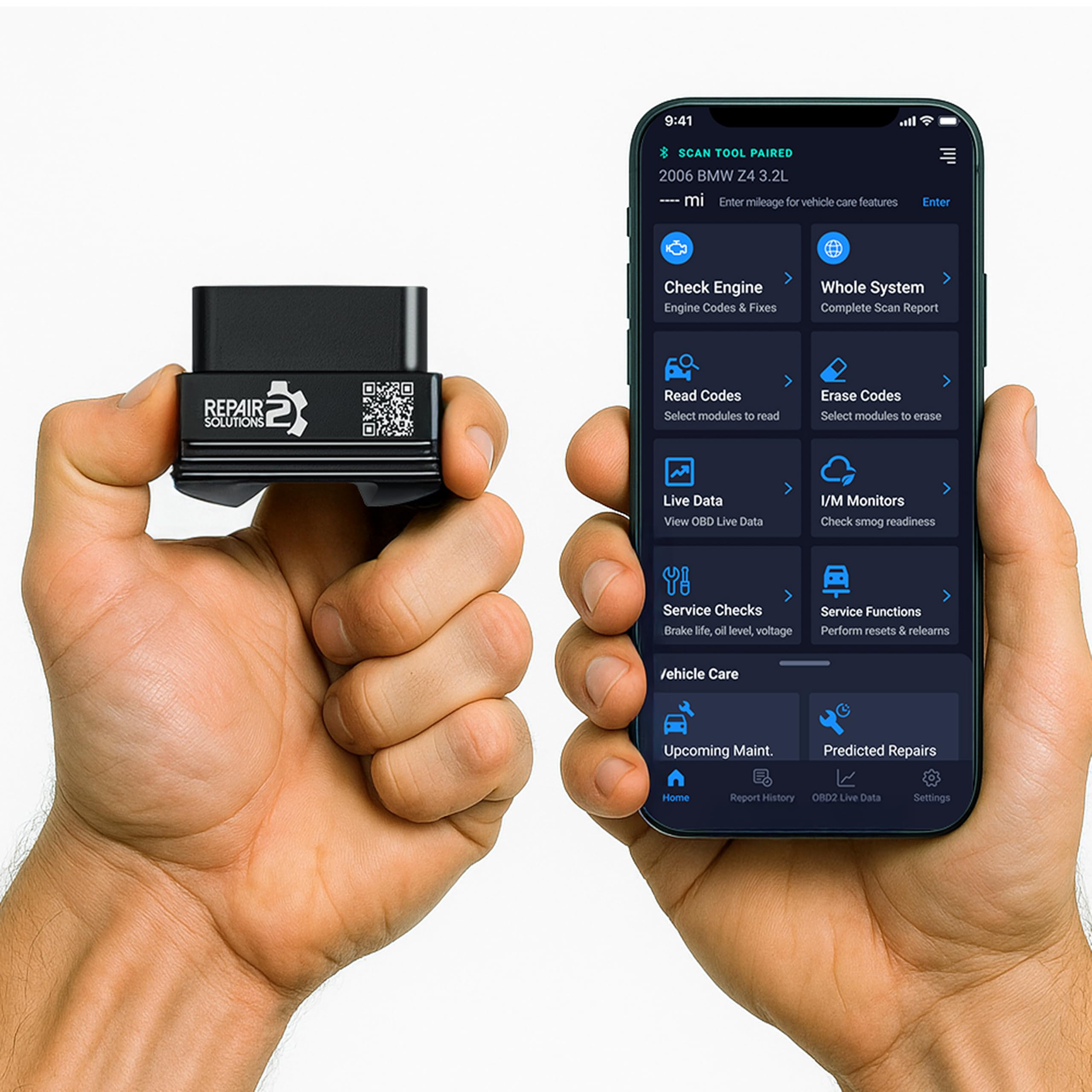 Innova 1000 front view showing Bluetooth OBD2 connector and compact design benefit