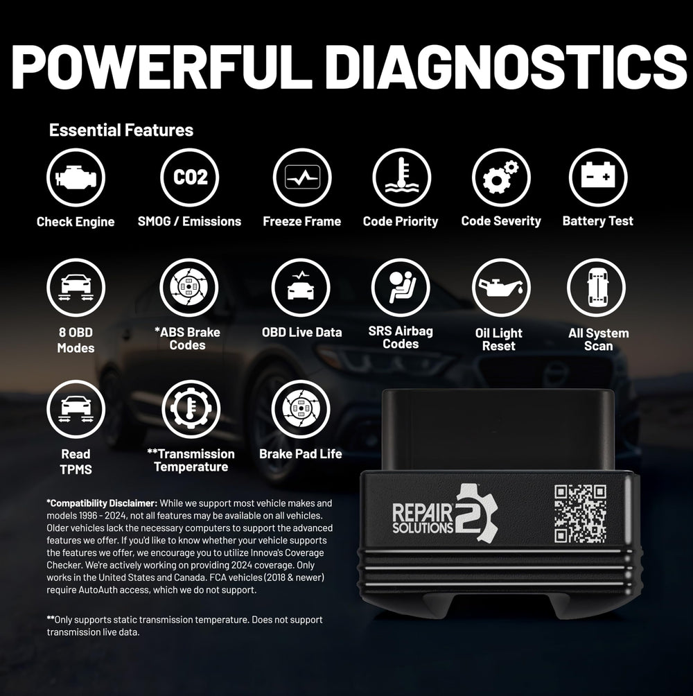 Innova 1000 plugged in during garage use for on-site diagnostics and convenience