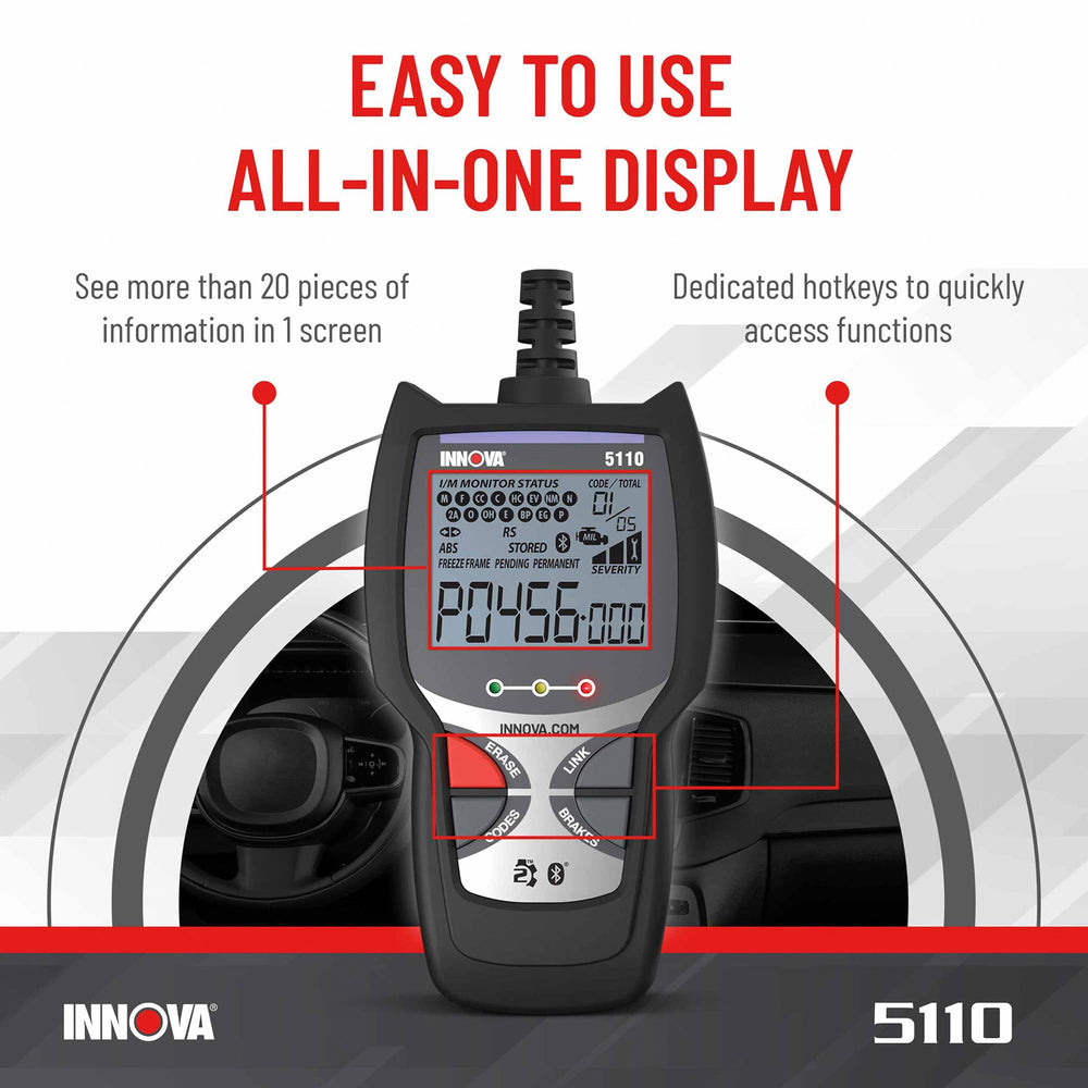 INNOVA 5110 close-up of buttons and screen for intuitive operation benefit