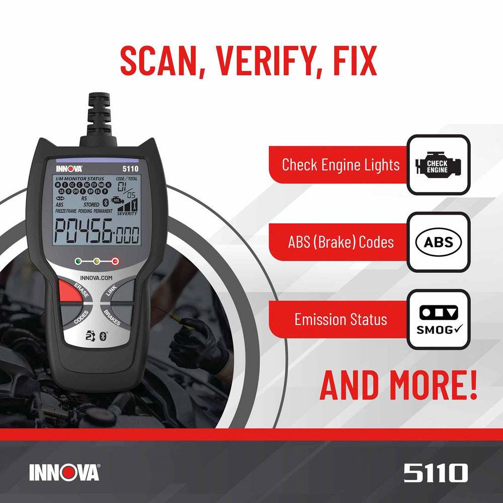 INNOVA 5110 plugged into vehicle OBD port demonstrating easy connection benefit
