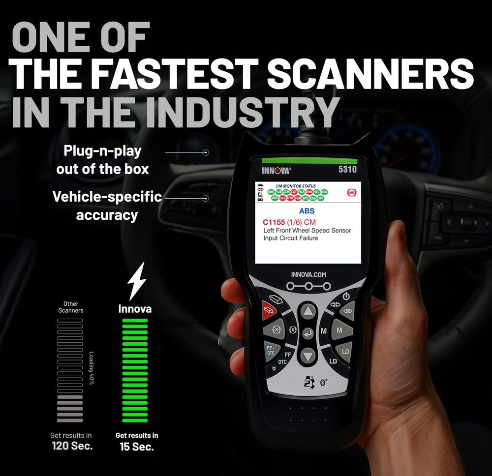 Innova 5310 connector cable plugged into vehicle for quick diagnostics benefit