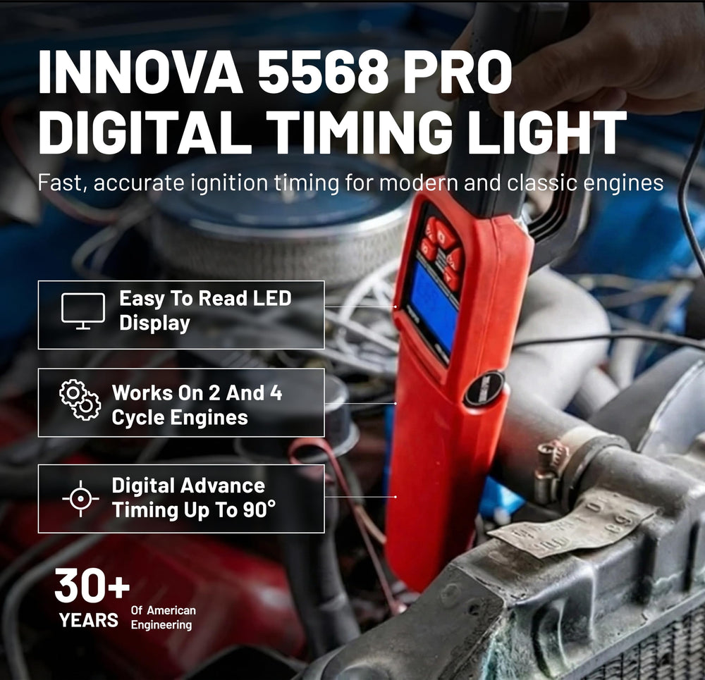 Innova 5568 backlit LED display close-up for clear readings in low light