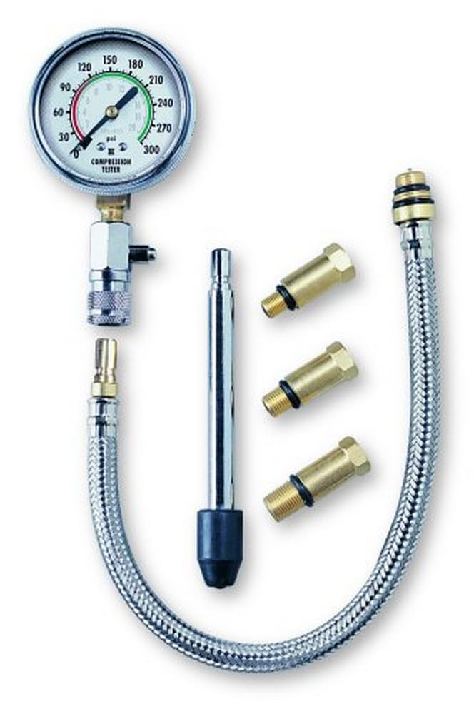 Innova compression tester front view showing large dial for fast accurate readings