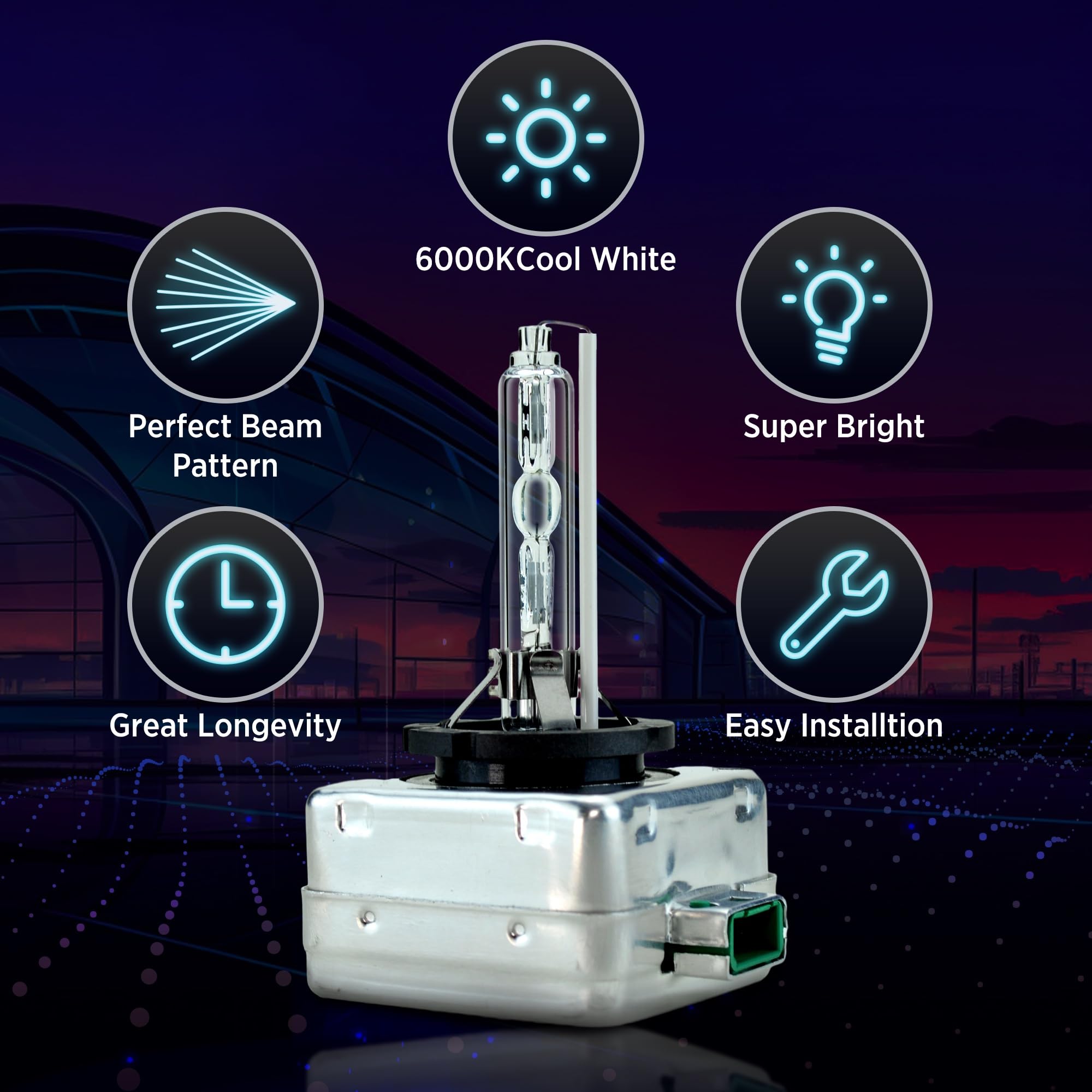 Innovited D3S lit on a car at night showcasing improved visibility for safer driving