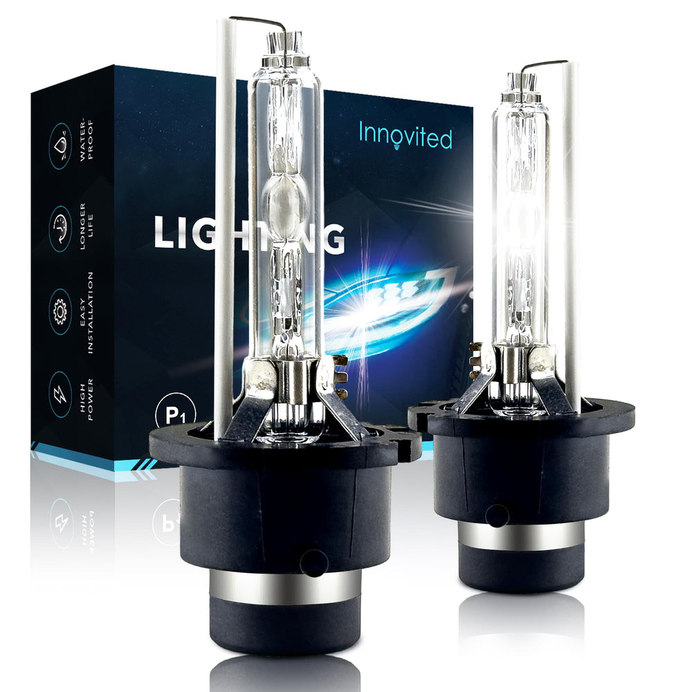 Innovited D4S front view pack of two bulbs showing complete set and connectors for easy replacement