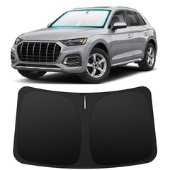 INSAUTO front view of sun shade packaging shows custom fit and benefits