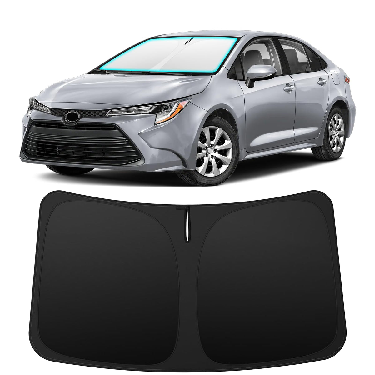 INSAUTO front view fitted on Corolla windshield for full coverage benefit