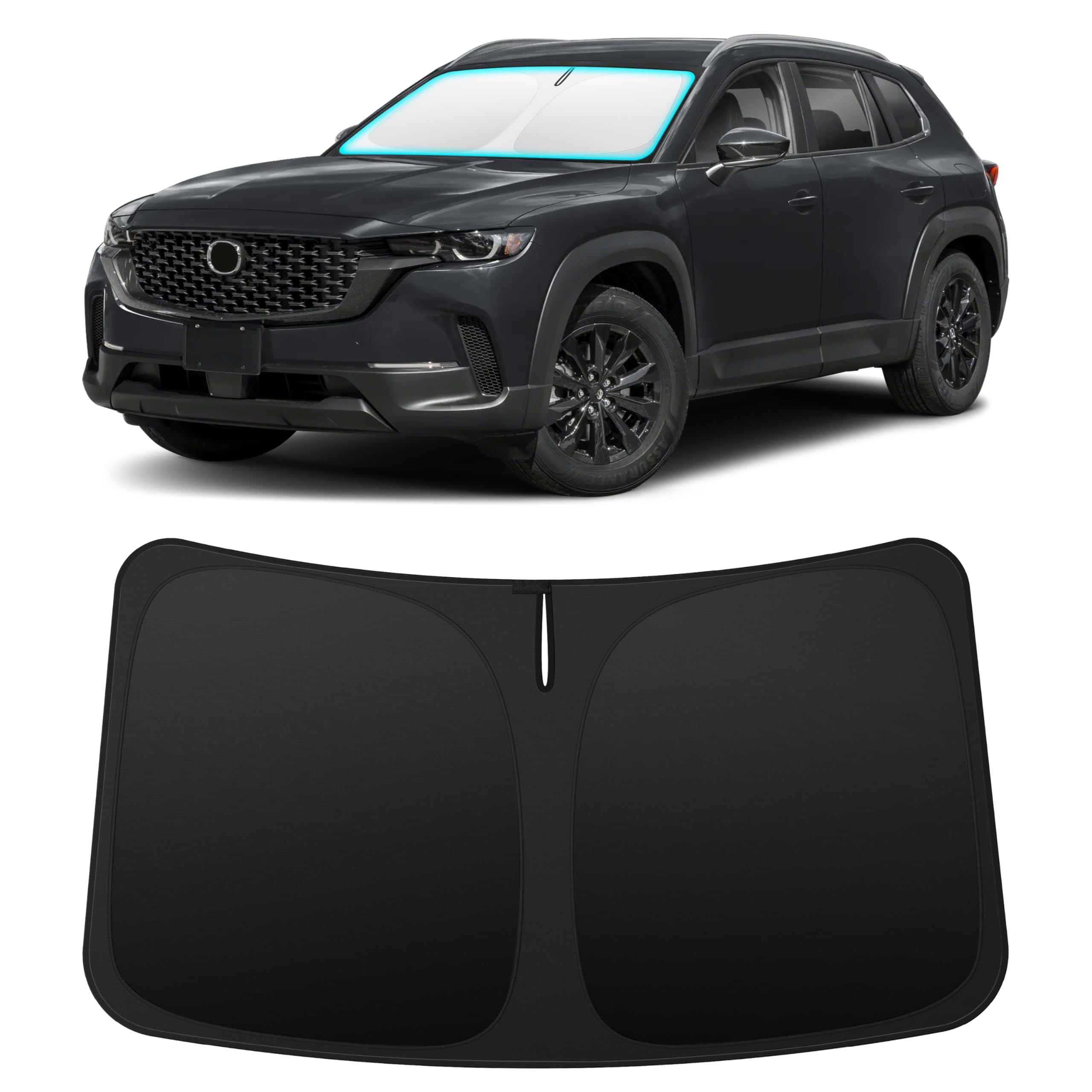 INSAUTO sun shade installed in Mazda CX50 front windshield lowering cabin heat