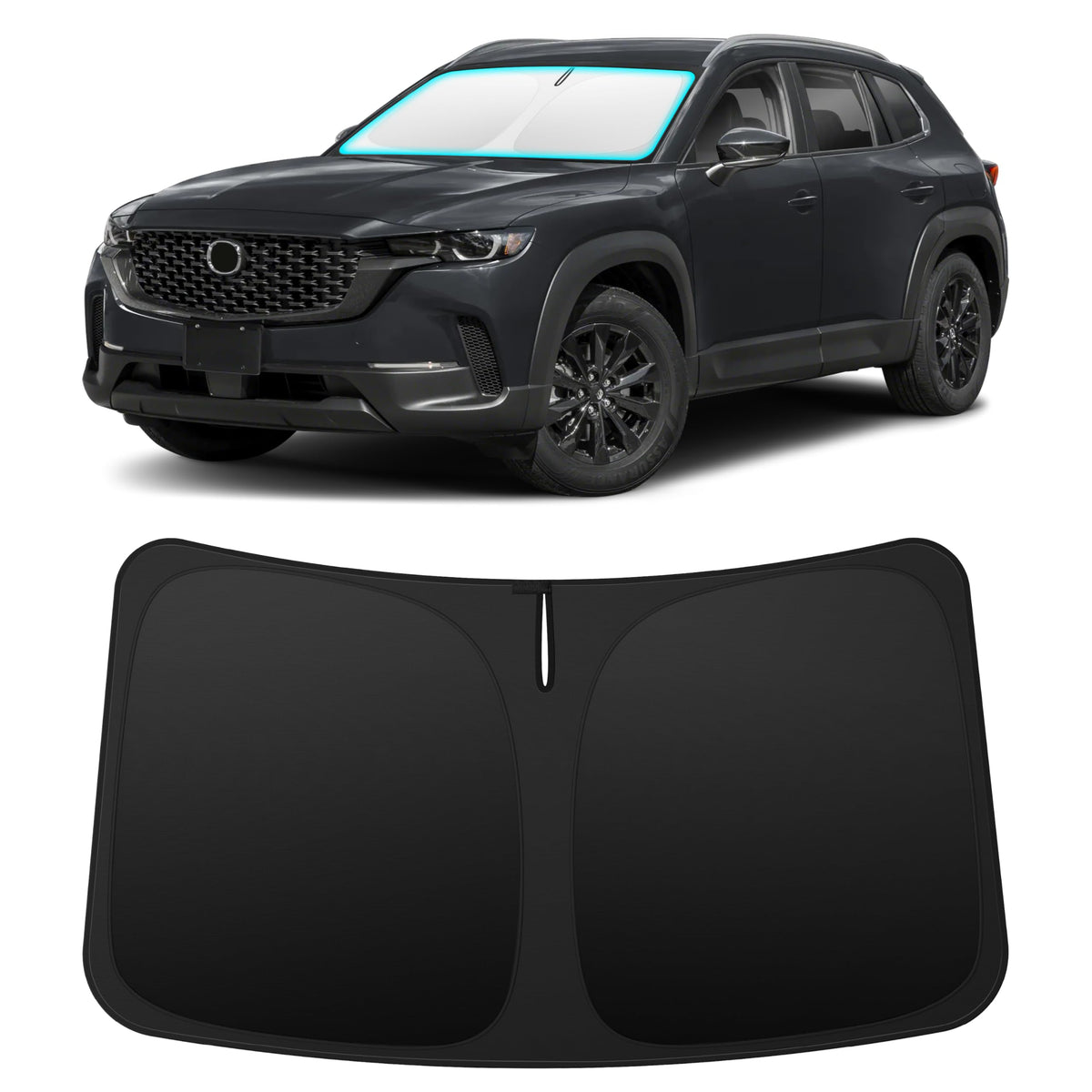 INSAUTO sun shade installed in Mazda CX50 front windshield lowering cabin heat
