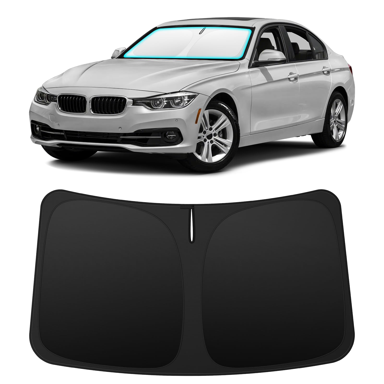 INSAUTO front view on BMW 3 Series showing exact windshield coverage benefit