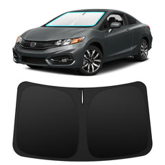 INSAUTO front view of shade perfectly fitted to a Honda Civic windshield protecting interior