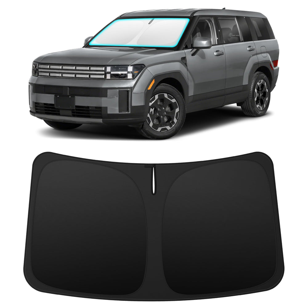 INSAUTO front view installed on Santa Fe showing full windshield coverage and cooler cabin