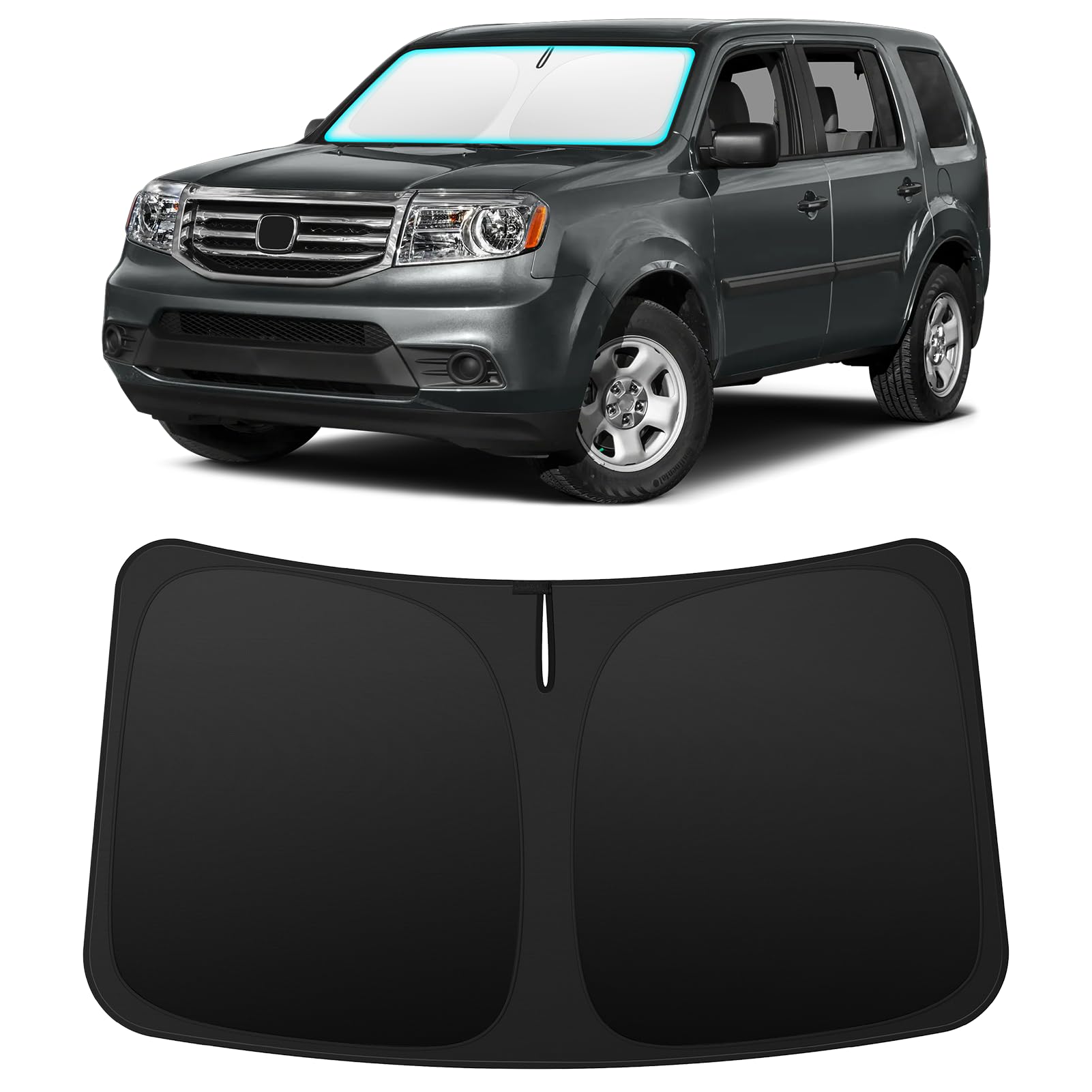 INSAUTO front view installed blocking sun and protecting dash