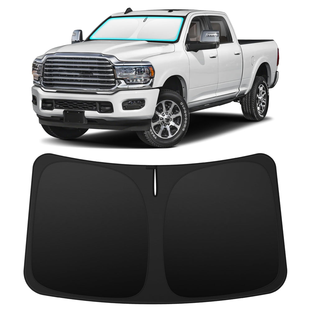 INSAUTO front view on windshield showing full coverage and sun blocking benefit