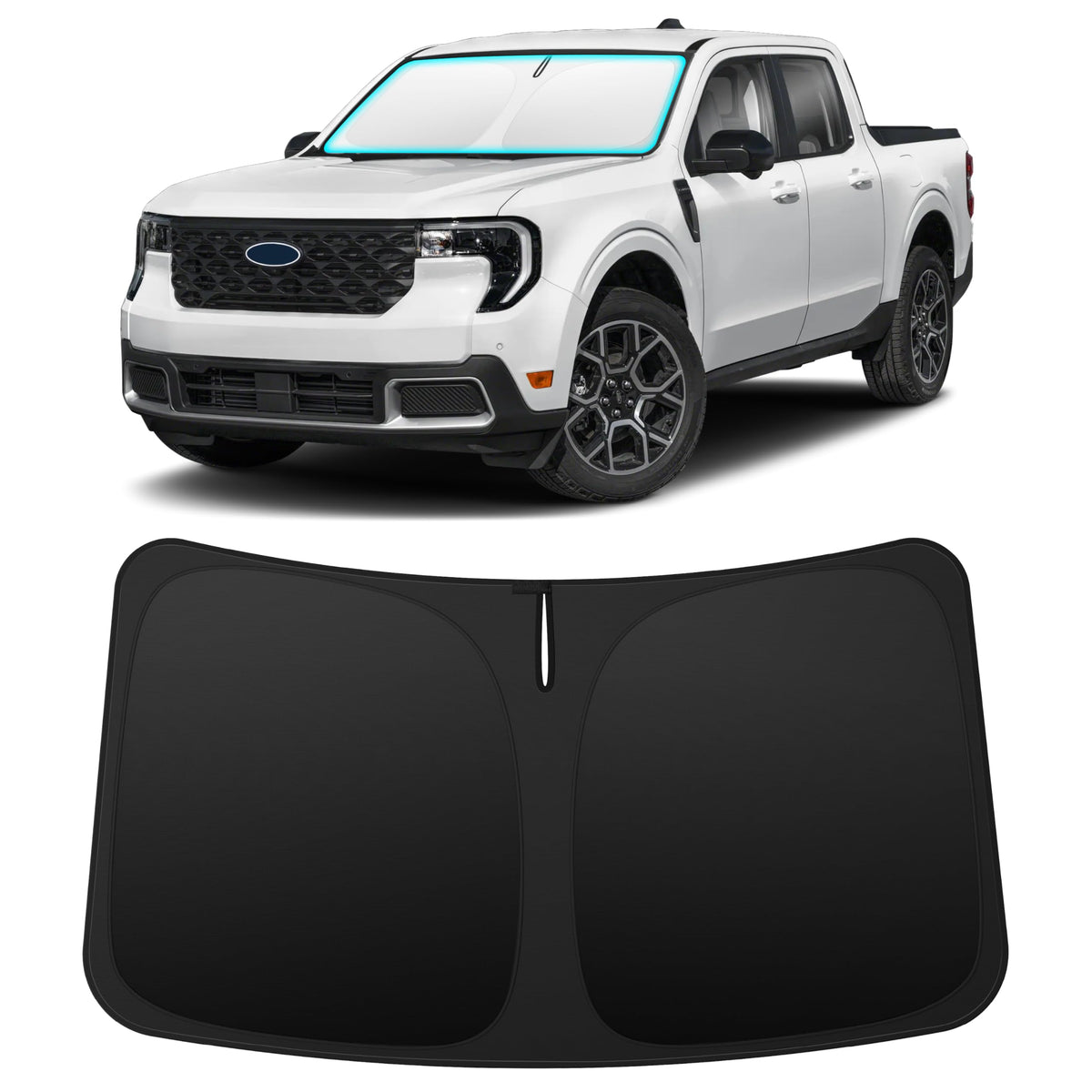 INSAUTO front view showing full windshield coverage and clean fit benefit