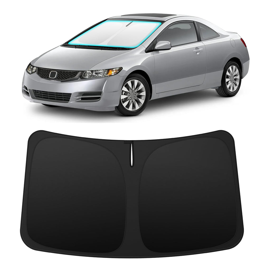 INSAUTO front view showing full windshield coverage and protected interior