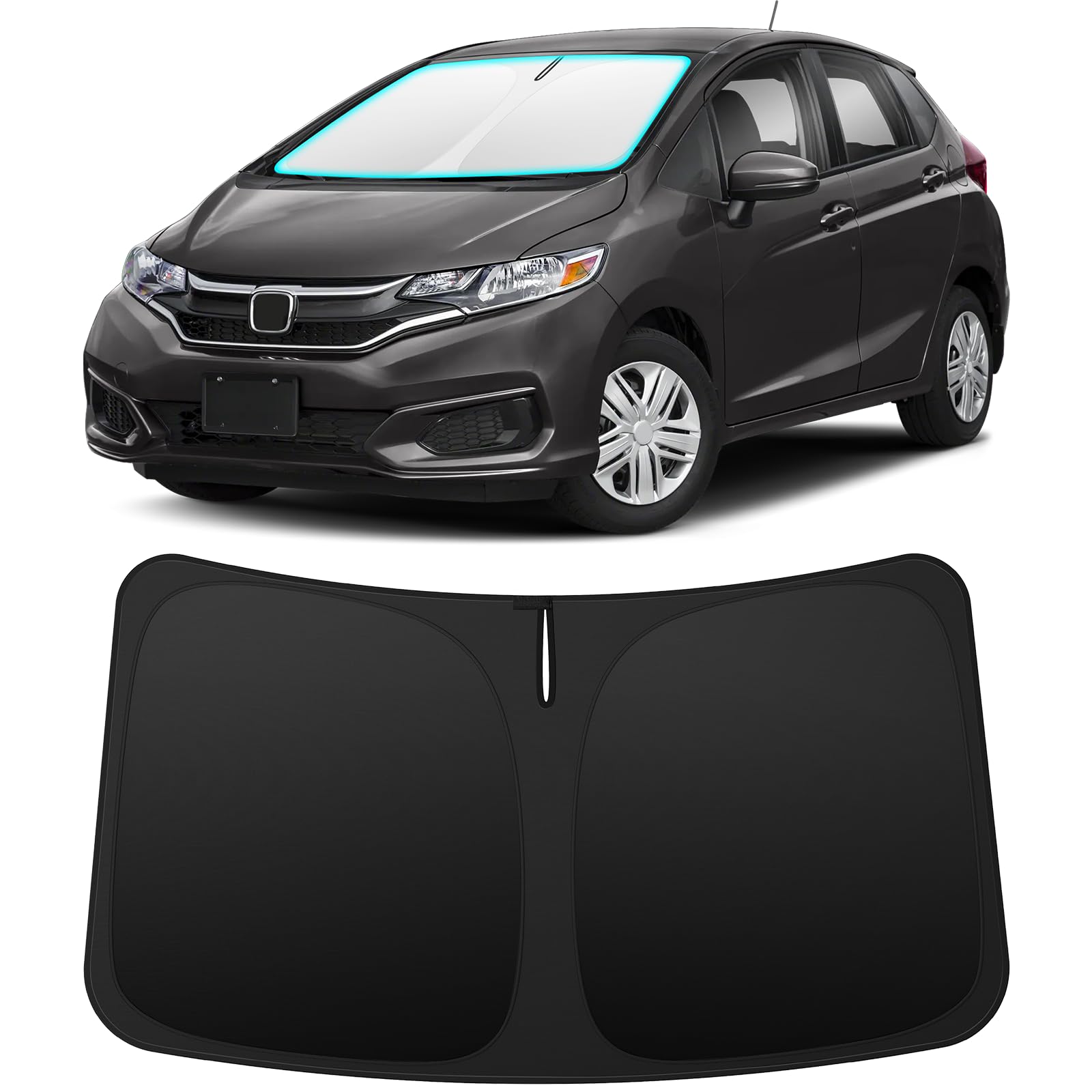 INSAUTO front view on windshield showing perfect Honda Fit fit and interior protection