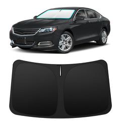 INSAUTO front view showing perfect fit on Chevrolet Impala windshield, protecting interior