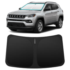 INSAUTO front view of fitted sun shade protecting windshield, cooling interior