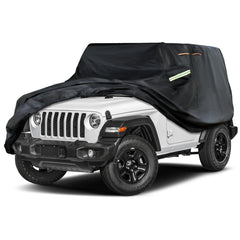 INSAUTO cover front view fitted on Jeep Wrangler showing full protection and curb appeal