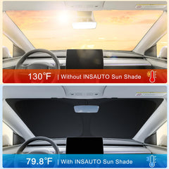 INSAUTO sun shade folded neatly inside compact storage pouch for easy transport and storage