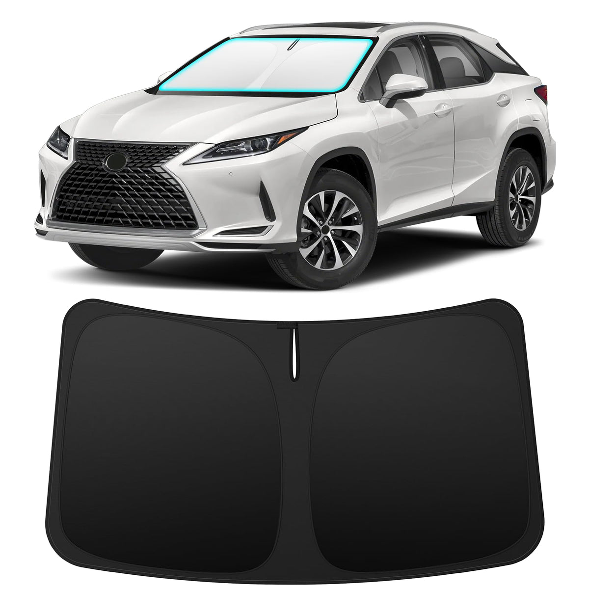 INSAUTO shade installed in Lexus RX windshield reduces cabin heat