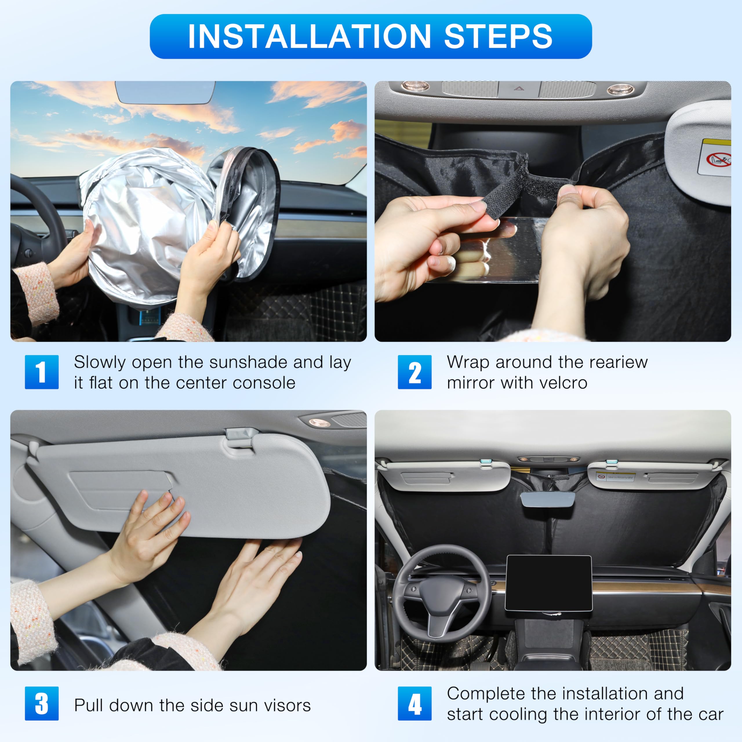 INSAUTO lifestyle image with shade in parked Pilot illustrating sun protection advantage