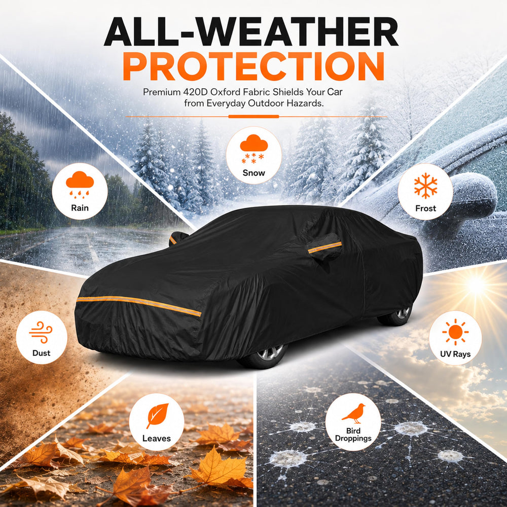 INSAUTO cover on Miata in driveway demonstrating all-weather protection