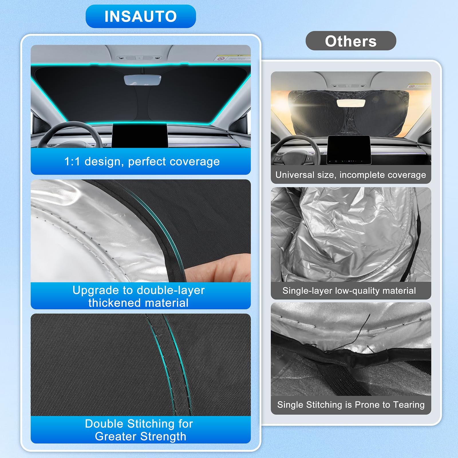 INSAUTO beside measuring tape showing accurate dimensions and perfect windshield fit