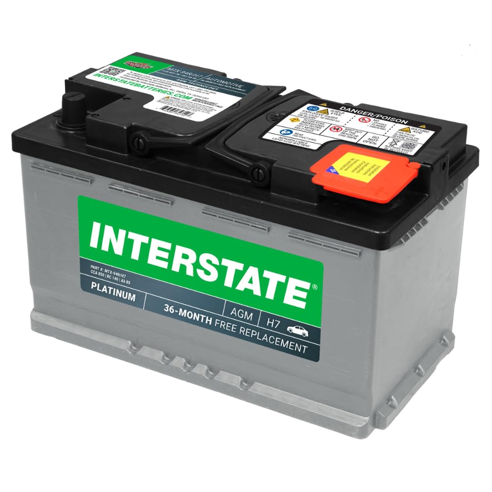 Interstate Batteries label close-up showing specifications and easy verification benefit