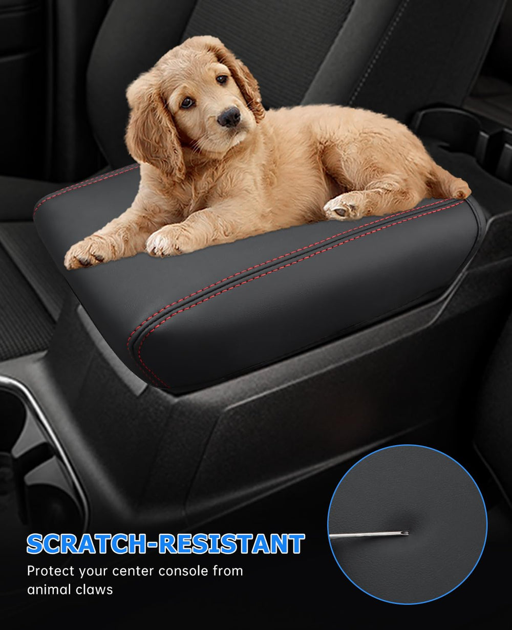 INTGET red stitch detail on armrest highlighting refined styling and visual contrast