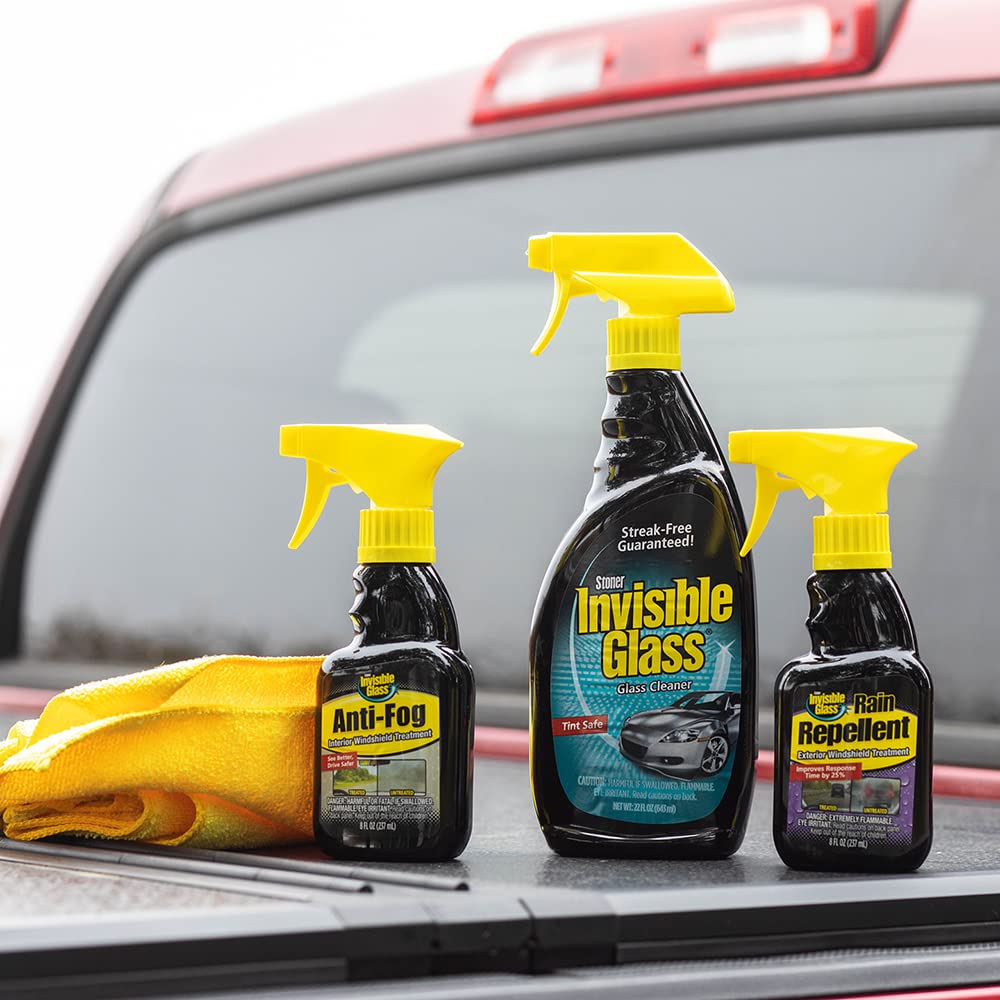 Invisible Glass products in use on vehicle windshield improving driving visibility