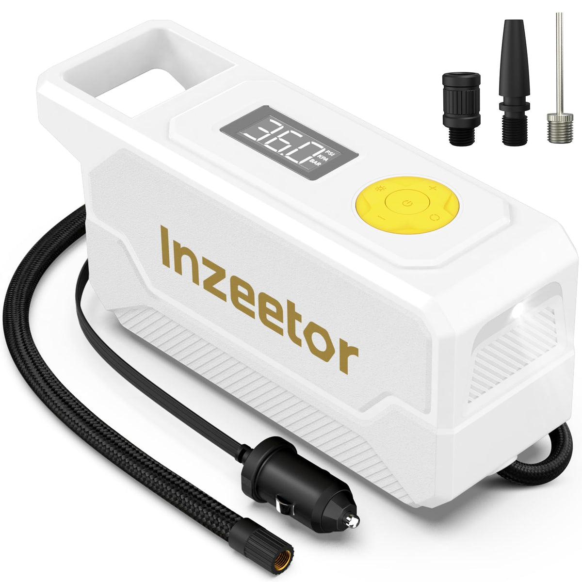 inzeetor front view white unit showing compact design and portability