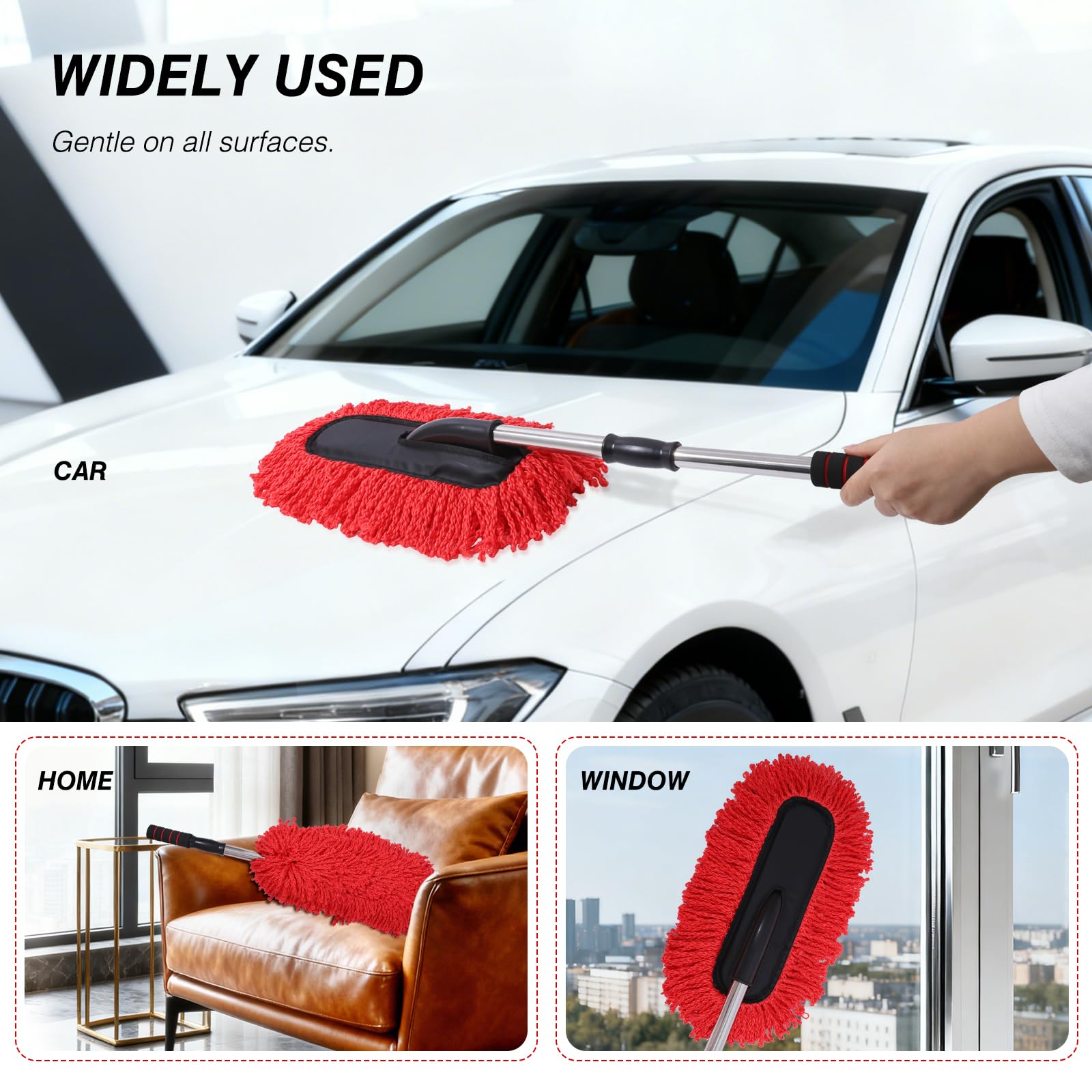 IPELY duster cleaning car dashboard wiping away dust efficiently