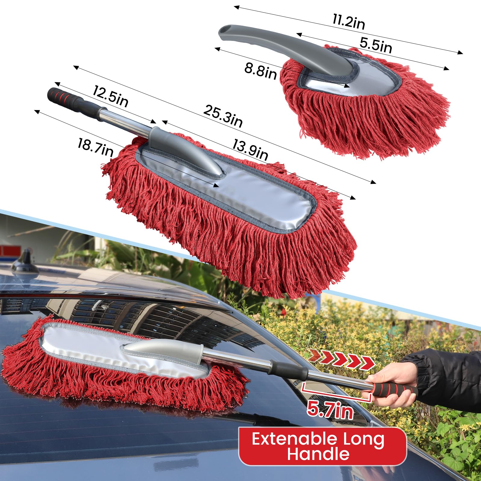 IPELY duster cleaning a dashboard vent, captures dust in crevices
